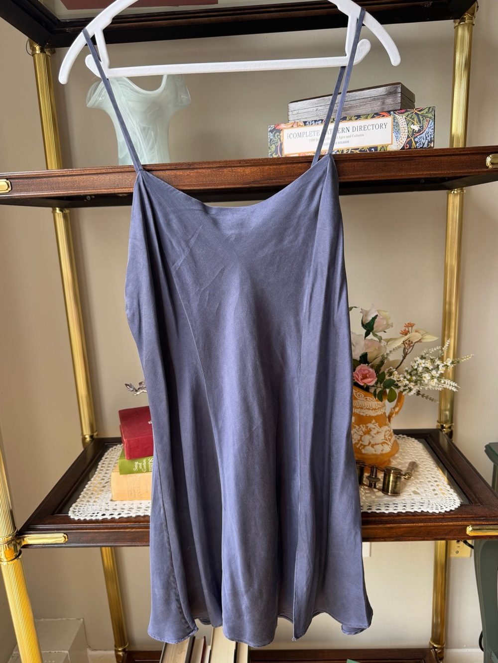 Vintage 90s Victoria’s Secret Blue 100% Silk Slip Dress L